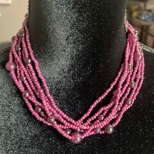 Hot pink,beaded necklace,boho ,modern necklace,hippie style